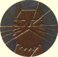 Tête de chat - Dessinée par Pierre Legrain et appliquée au fer sur certaines reliures réalisées pour Jacques Doucet