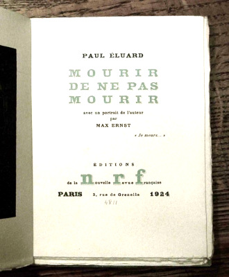 Mourir de ne pas mourir, page de titre - © Succession Paul Eluard et B.L.J.D.